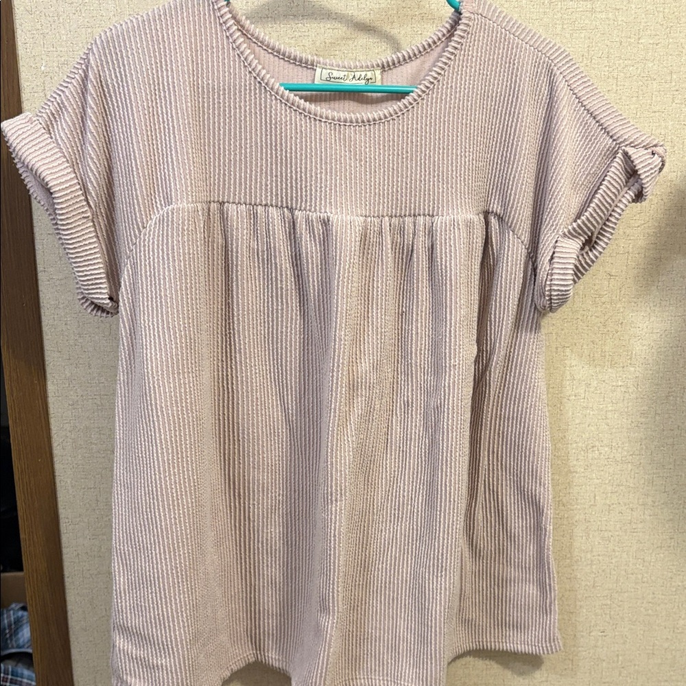 Women's Ribbed Blouse - Light Pink